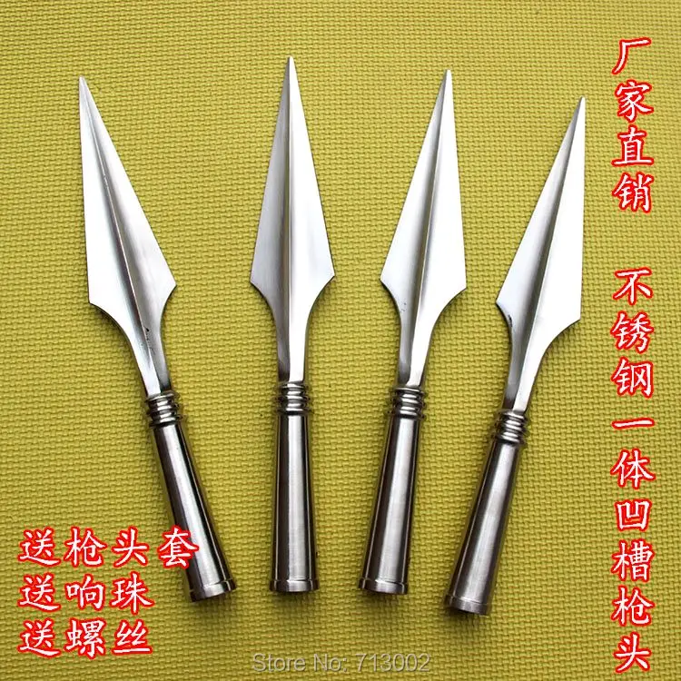 

Stainless steel integral groove double spear martial arts performance spearheaded halberd