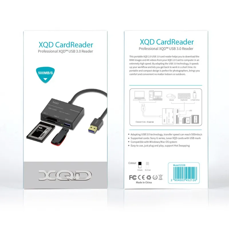 Высокоскоростной USB3.0 XQD кардридер XQD 500 МБ/с./с, устройство записи карт памяти 2,0 для sony Lexar XQD с usb-меткой