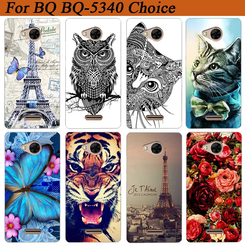 

BQ-5340 Choice Case Wolf Tiger Owl Rose Eiffel Towers Pattern Painted Soft Tpu Case For BQ BQ-5340 Choice Cases Full Back Cover