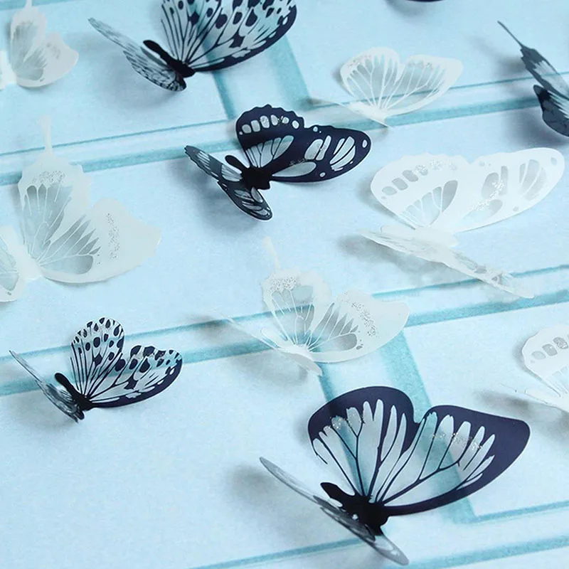 

Hot 18Pcs 3D Black And White Butterfly Sticker Art Wall Decal Home Decoration Room Decor MDD88