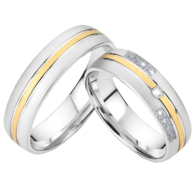 Finding the most unique wedding rings Mens Wedding Band Couples Rings pair set Silver white gold color