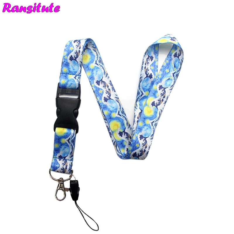 

Ransitute R443 Star Sky Kanagawa Surf neckband lanyard key ID card gym mobile phone with USB badge clip DIY lanyard lasso