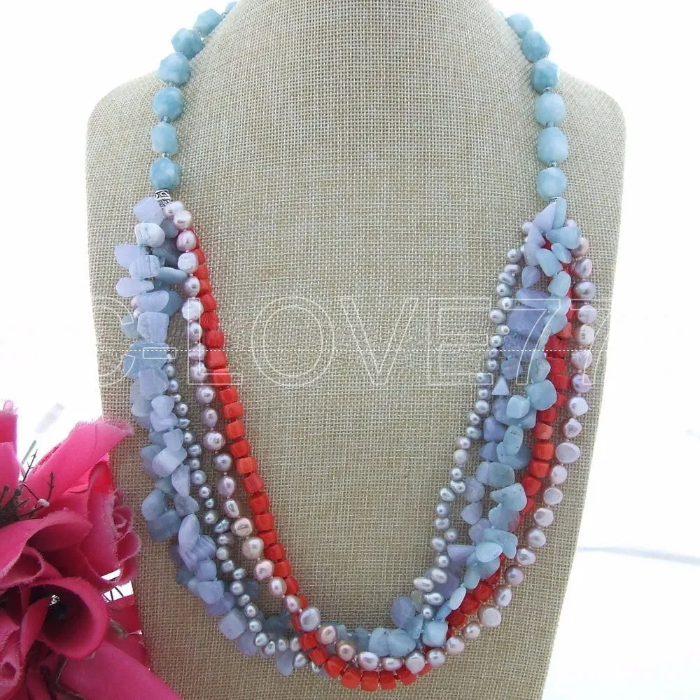 

30 " Gray Pearl Coral & Pearl Necklace