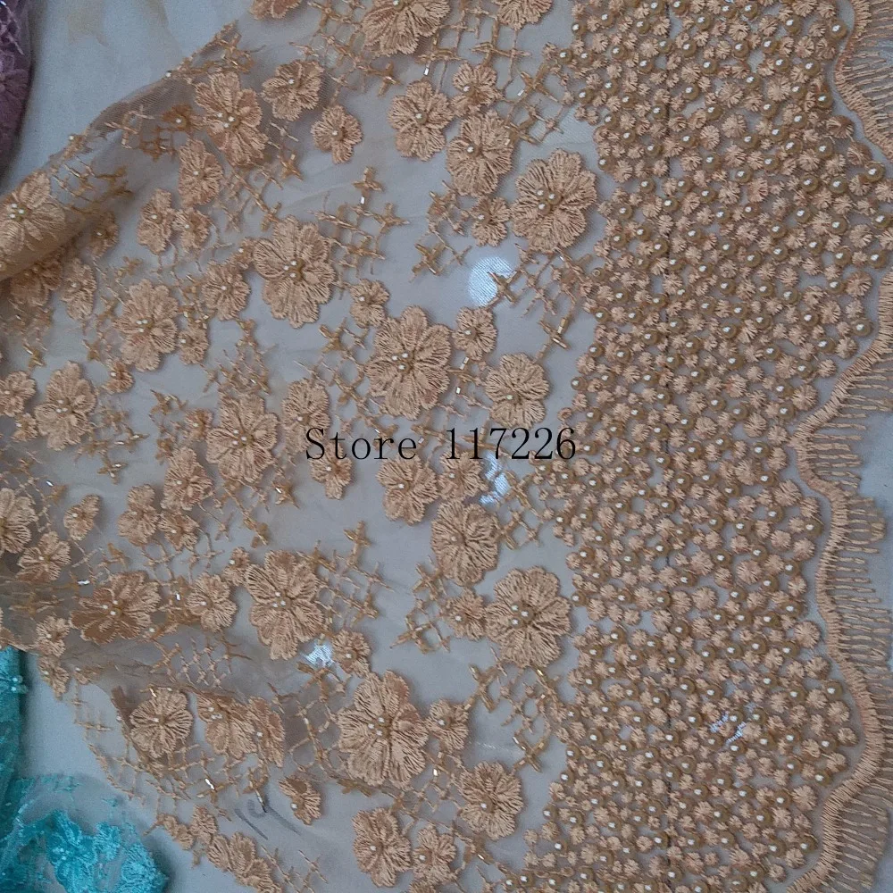 JRB-71807 новейшая вышитая кружевная ткань с бусинами и бусинами, французское Сетчатое кружево высшего качества для вечернего платья
