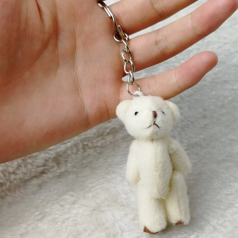 

5PCS Cream Leather Foot Plush Teddy Bear 7cm Stuffed Toys Pendant For birthday Gifts By Phone Bag Keychain Box Gifts CMR029