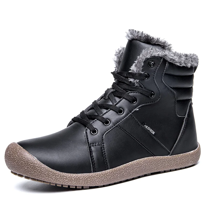 Зимние мужские уличные Нескользящие ботинки с мехом размера плюс, мужские теплые хлопковые ботинки до середины икры, обувь botas hombre
