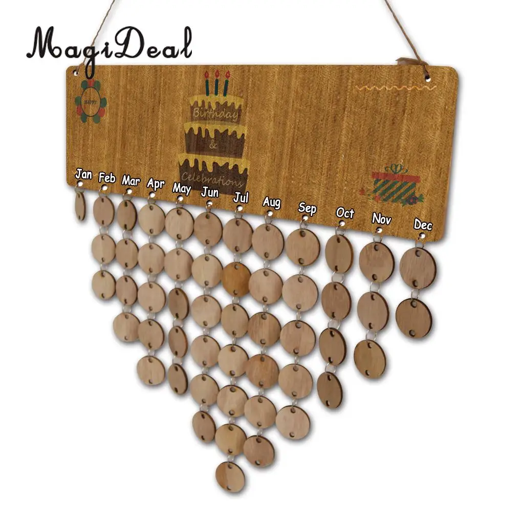 MagiDeal Vintage Wood Calendar Board Birthday Celebration Reminder Plaque Home Decor