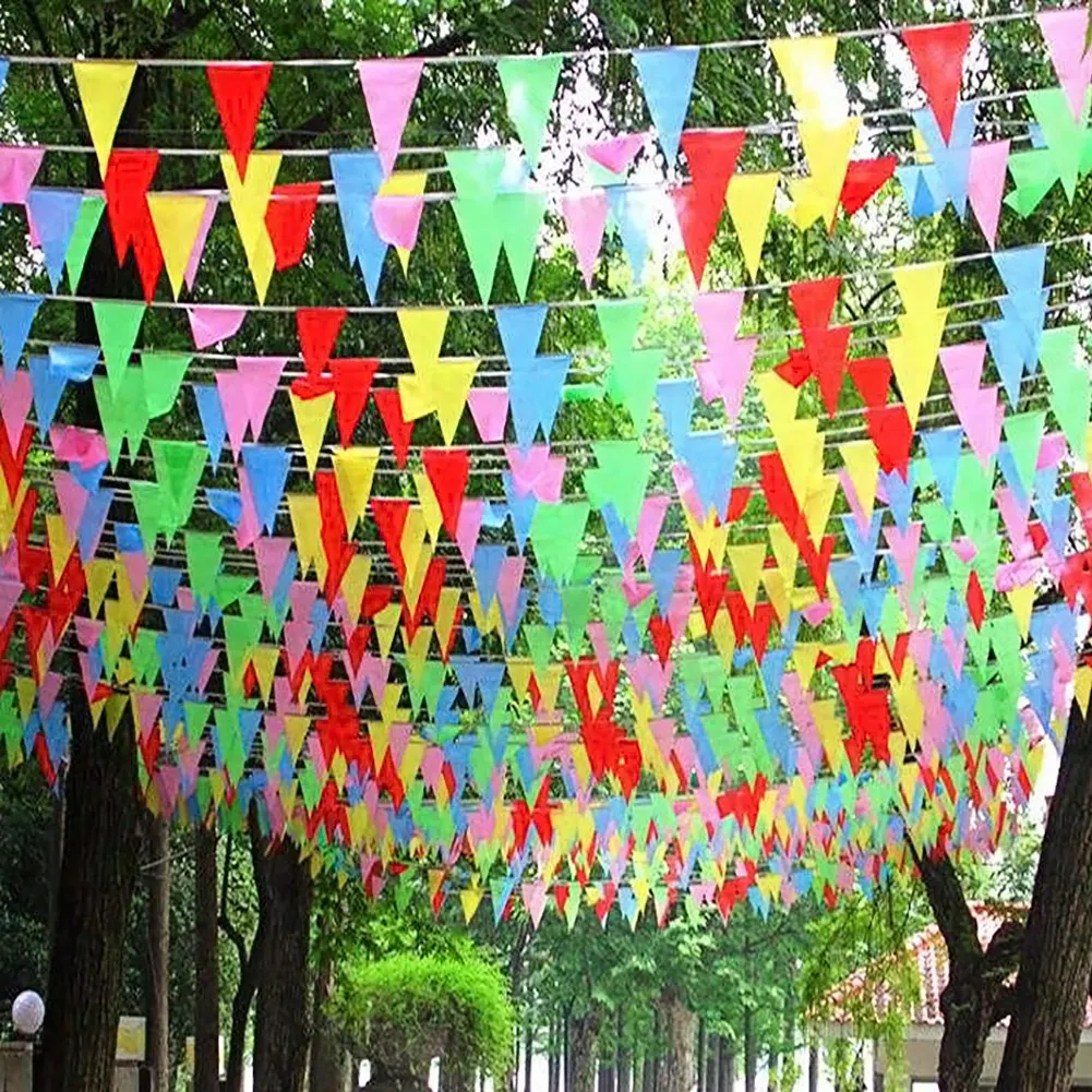 

Triangles String Flags Bunting Banner Pennant Festival Wedding Party Decor Colorful Bunting Warning Banner