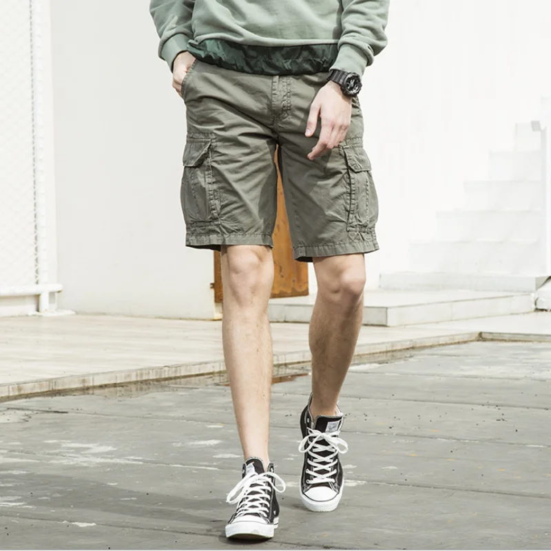 Высокое Качество Модные Военные мужские шорты Карго Повседневное свободные по колено брюки однотонные Топ короткий рукав, дропшиппинг