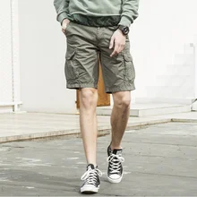 Высокое Качество Модные Военные мужские шорты Карго Повседневное свободные по колено брюки однотонные Топ короткий рукав, дропшиппинг