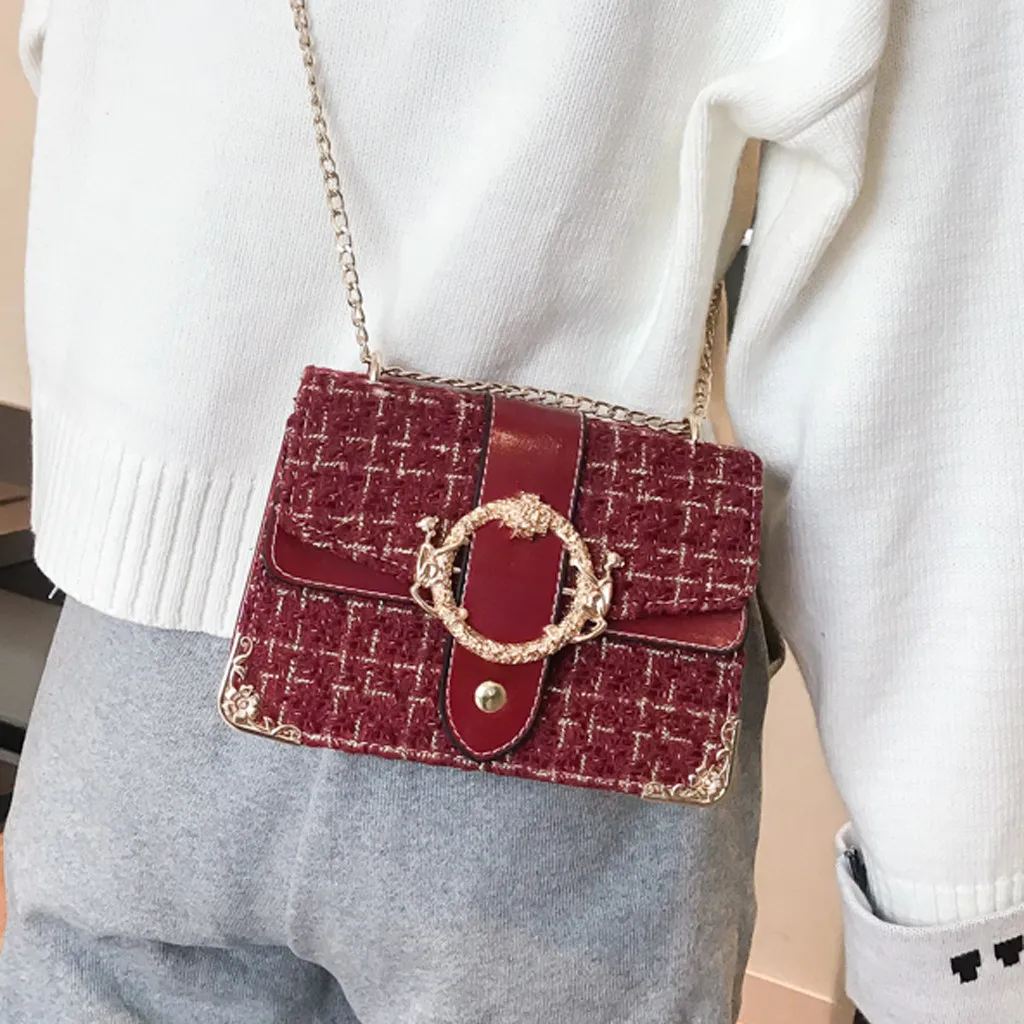 Sac основной femme кожаный настоящий кожаный плед Женская мода Простой Досуг Chian одного плеча сумки-мессенджеры#15