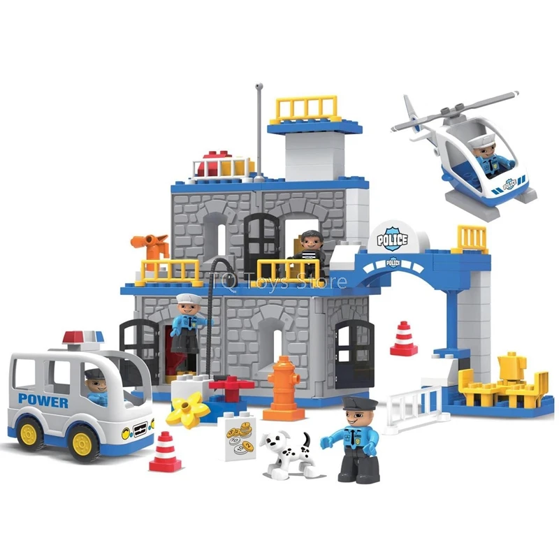 

90PCS City Policeman Office Building Block Helicopter Diy Brick Set Kids Toys compatible with legoing Duplo Christmas gift