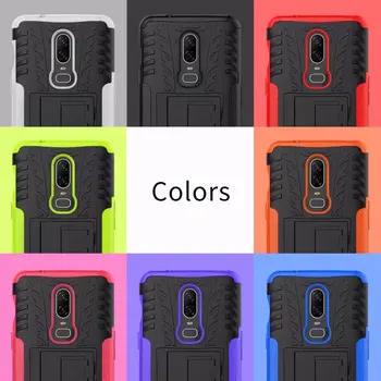 

50pcs/lot Hybrid Kickstand Rugged Rubber Armor Hard PC+TPU 2 In 1 Case Stand For OnePlus 6 One Plus 6