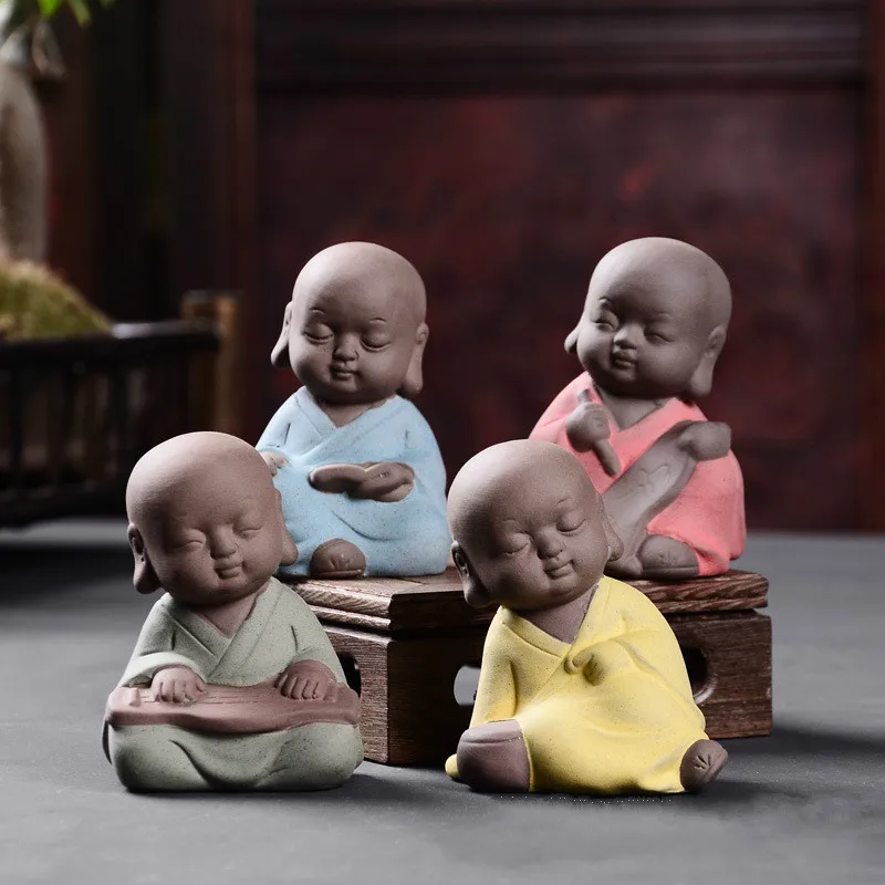Керамический тонкий чай статуя Будды маленький монах фиолетовый песок тафагата