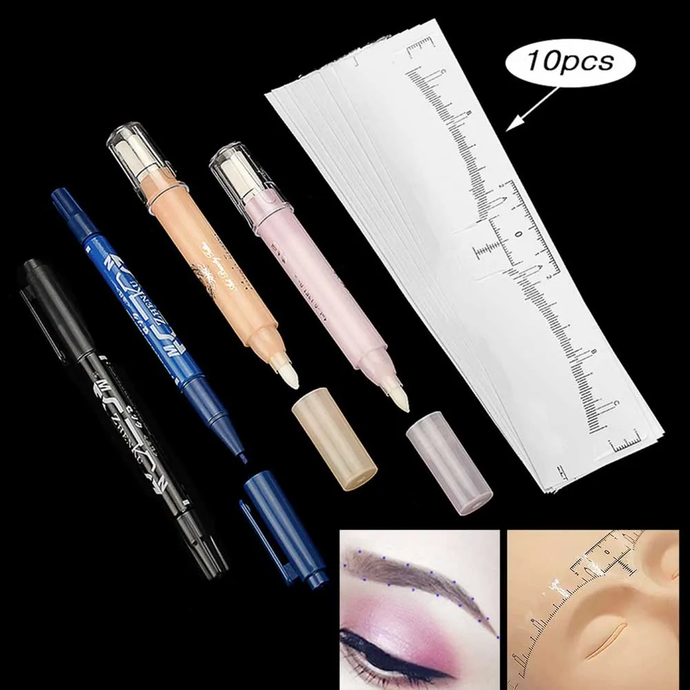 

Professional Eyebrow Tattoo Accessories Eyebrow Marker Pens Kit Measure Ruler Mark Remover Pens Piercing Eyes Makeup Tool Set