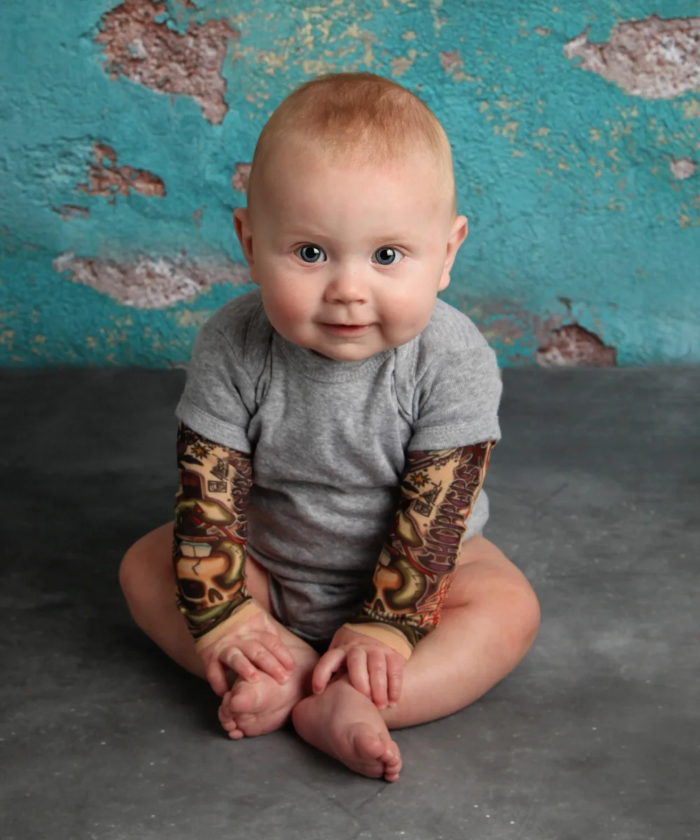 Боди для новорожденных; детская одежда с длинными рукавами и татуировками; хлопковый комбинезон для малышей; боди с тату-принтом; Roupas; боди для маленьких мальчиков