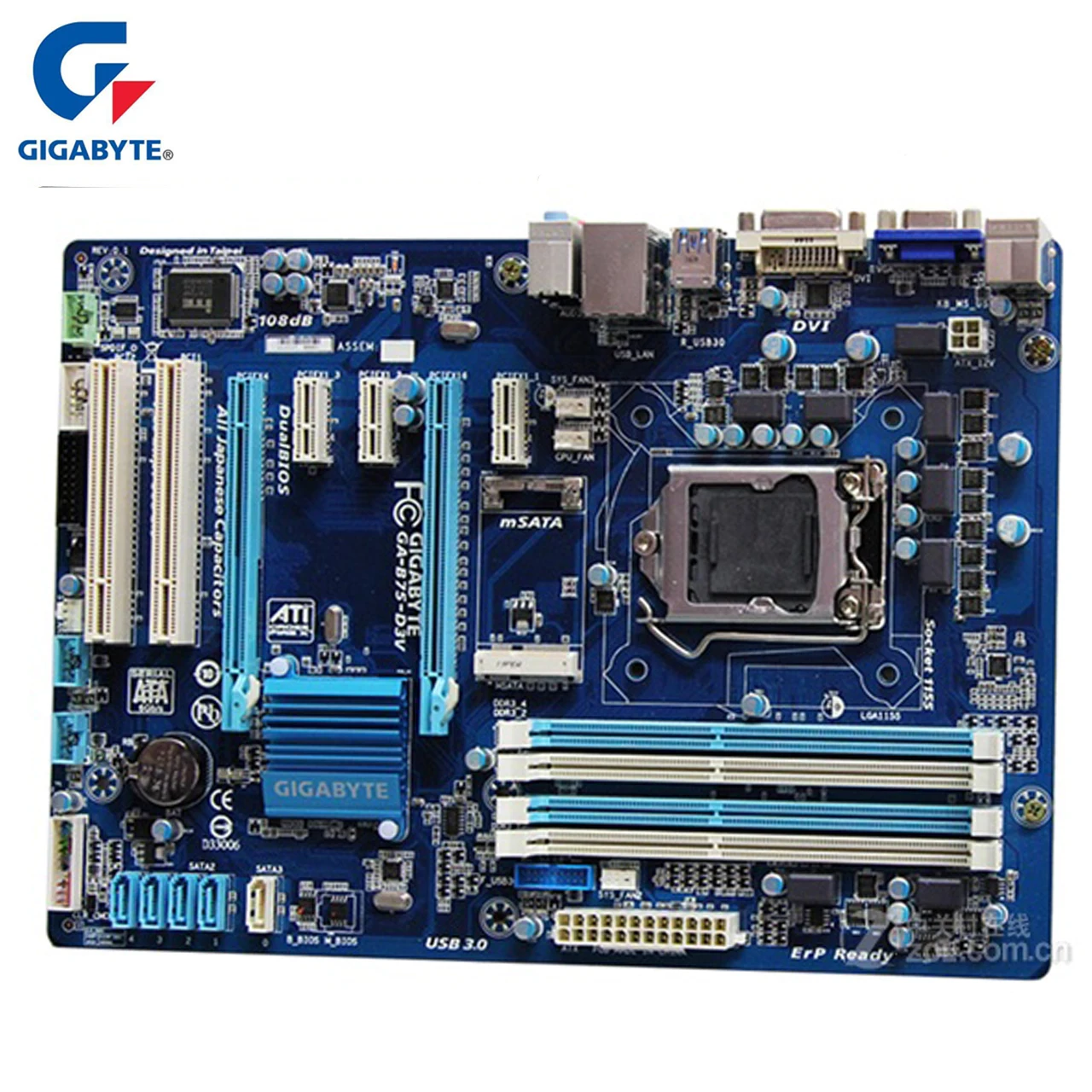 Gigabyte GA B75 D3V 100% оригинальная материнская плата LGA 1155 DDR3 32G десктопная SATA II III б/у