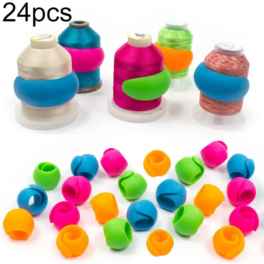 

24Pcs Silicone Sewing Thread Accessories Spool Savers Huggers Bobbin Clamps Set