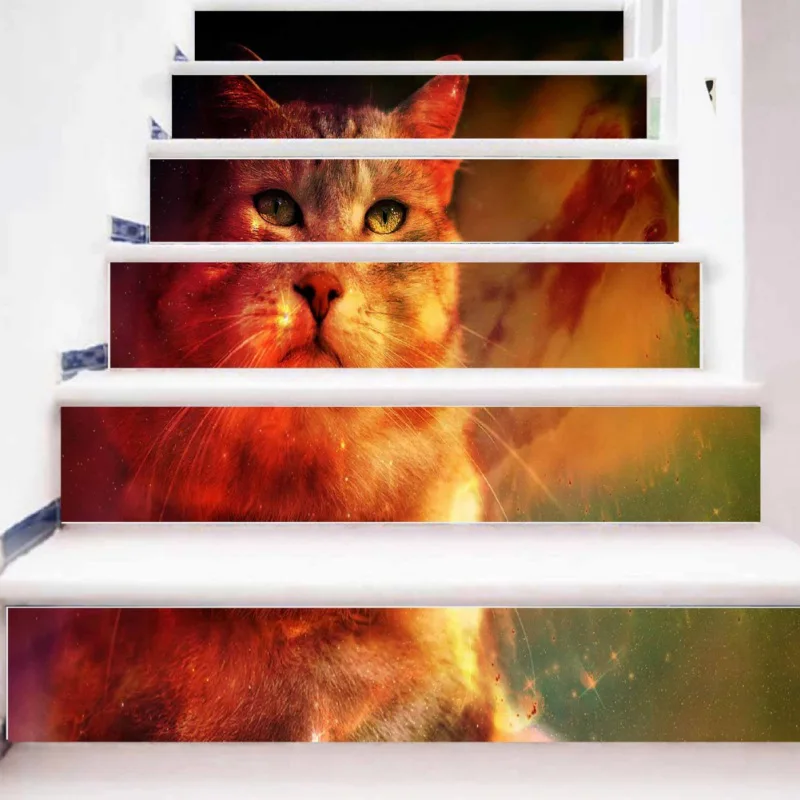 3D стерео тигр кошка книжная полка лестницы наклейки съемные наклейка домашний