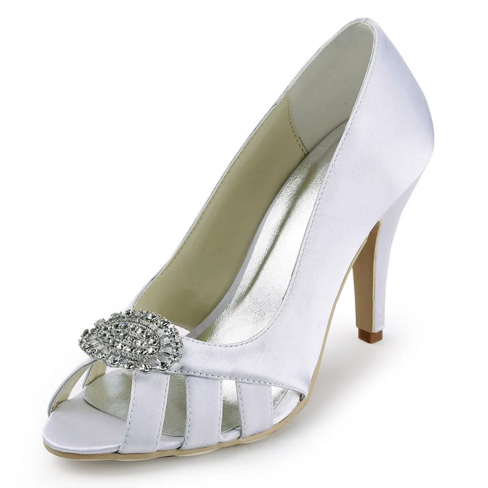 Free Shipping Silver Cutoust Peep Toe Rhinestone EP11122 White 2015 ...