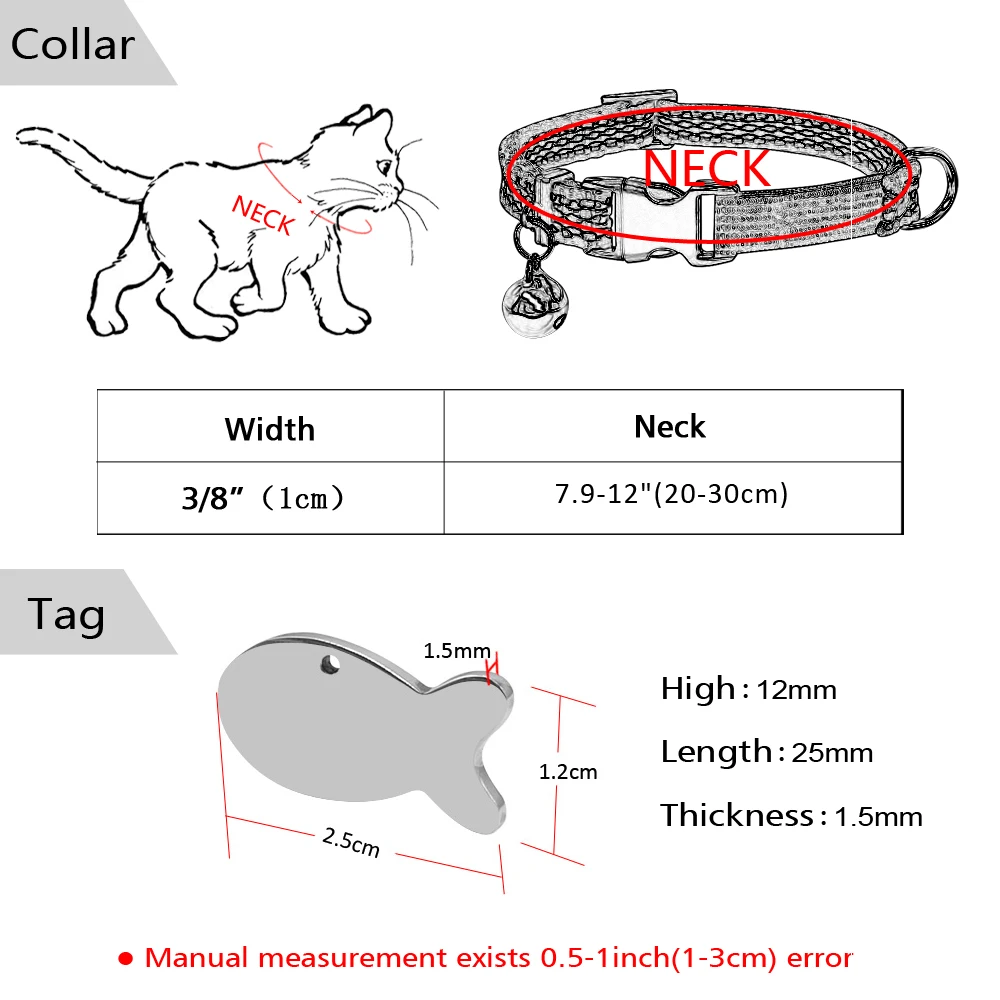 Светоотражающий кошачий ошейник и бирка набор эластичных кошачьих ошейников персонализированный кошачий ошейник с идентификационными ярлыками 1,0 см Ширина