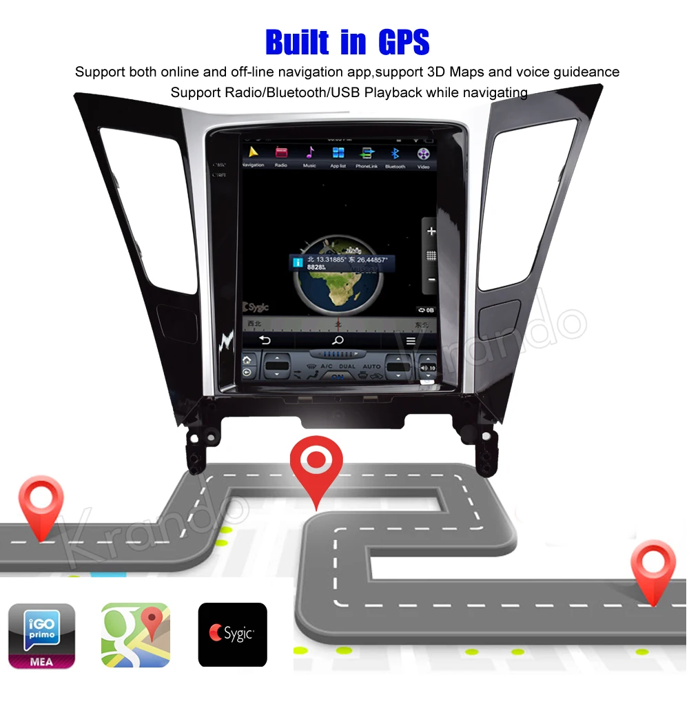 Sale Krando Android 8.1 10.4" Tesla Vertical touch screen for Hyundai Sonata 8 2011-2014 car dvd gps radio player multimedia system 2