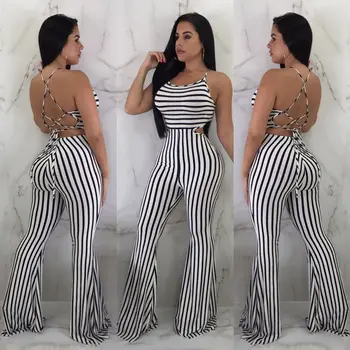 New Women Clubwear Pants Summer Playsuit Bodycon Party Jumpsuit Sexy Striped Romper Trousers 1