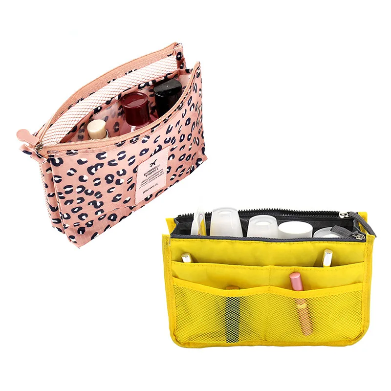 

Travel Storage Bag Cosmetic Organizer + Double Zipper Storage Bag Insert Organiser Handbag for Cosmetic Ipad
