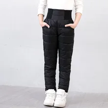 Зимние штаны для мальчиков и девочек толстые теплые брюки с хлопковой подкладкой детская одежда повседневные штаны детские брюки с эластичной резинкой на талии для детей от 6 до 8 лет