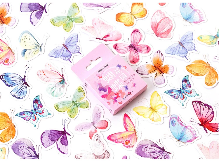 46 шт./кор. милые наклейки с бабочками креативные канцелярские наклейки милые клейкие наклейки для детей дневник в стиле Скрапбукинг фото