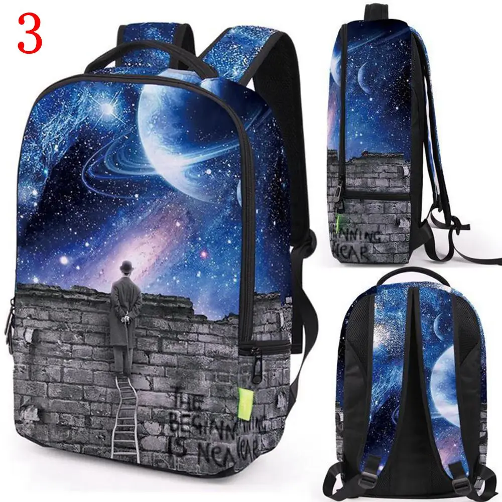 

1PC Women Men 3D Galaxy Travel Satchel Fashion Backpack Woman Shoulder Bookbag Rainbow School Bag smooth zippers School Satchel