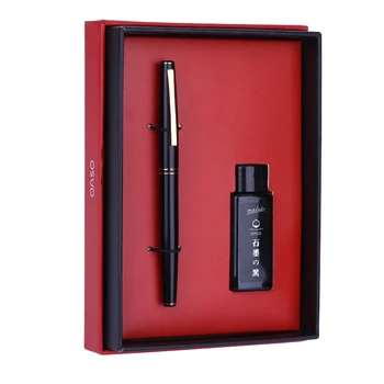 

High-end Business Gift Extra Fine Fountain Pen Ink Set Black Silver Gold Red Pink OASO 0.38mm Office Financial Ink Pens