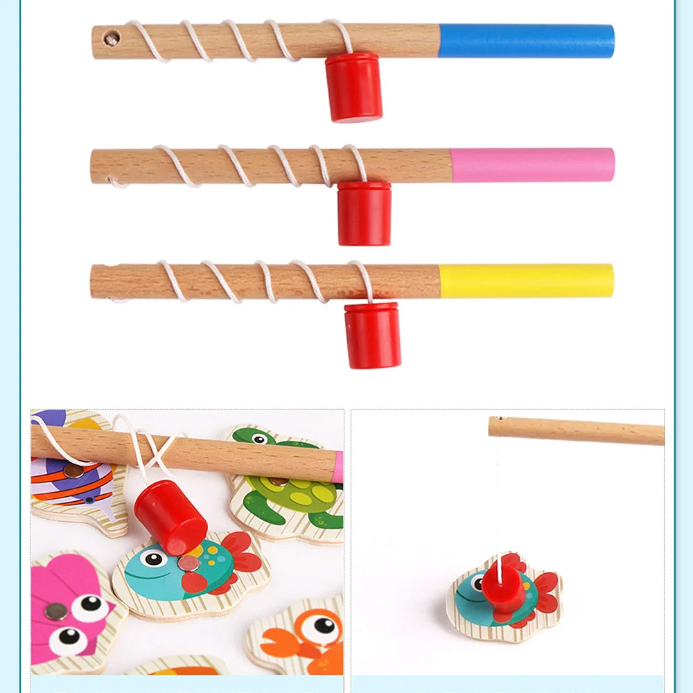 Магнитная рыболовная развивающая рыболовная деревянная игра игрушка Детские подарки на день рождения родитель Chiid взаимодействие забавная рыболовная игрушка