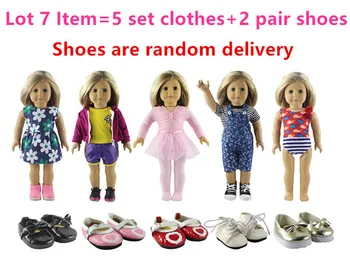 

New Style 5 Set Doll Clothes+2 Pair Shoes for 18 Inch American Doll Handsome Casual Wear