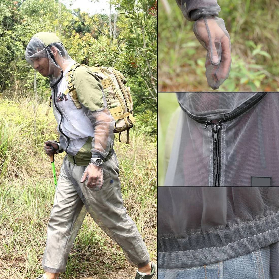 

High Density Portable Mesh Clothing Fishing Pants Protective Hunting Camping Outdoor Jacket With Hood Mosquito Repellent Suit