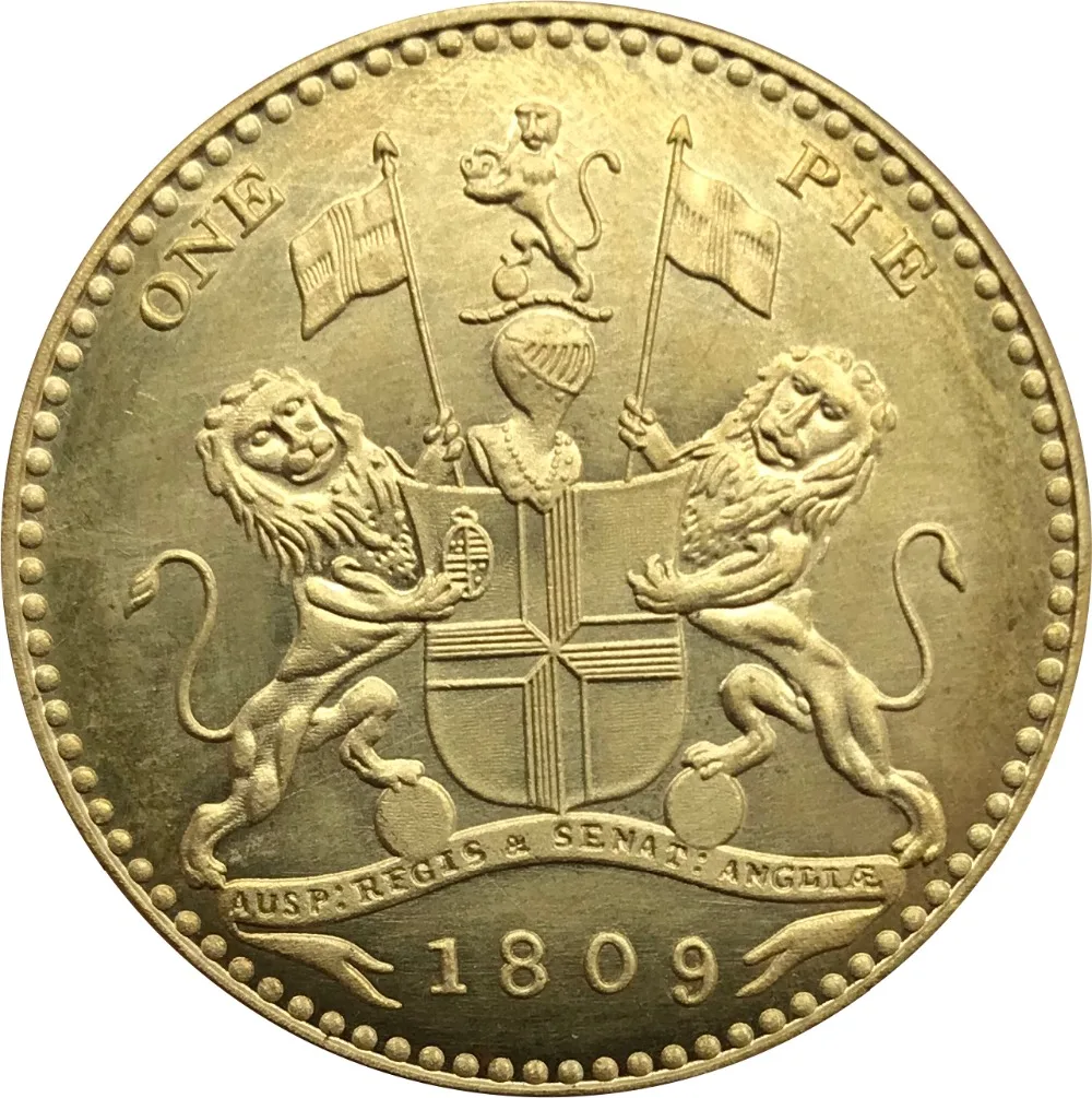 

India British Bengal 1 Pie Pattern 1809 Brass Metal Copy Coins