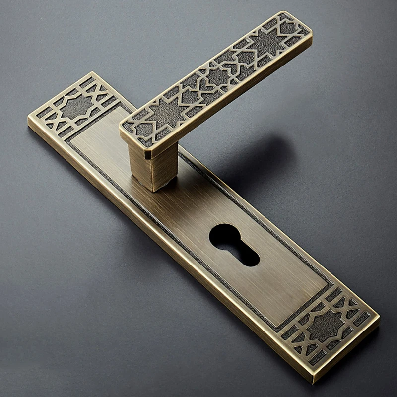  1Set European Solid Brass Door Lock with Keys Lock Classical Interior Doors Square Door Handle Uneq - 33047836672