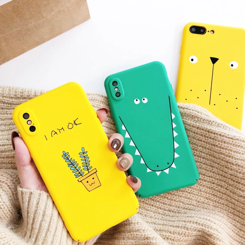 

Funny Cartoon Animal Phone Case For iPhone X 7 6 8 Finger Hard Cover Abstract Matte Cases Cover For iPhone 7 6 6S 8 Plus