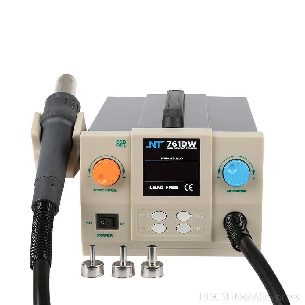 

2019 New Arrival 761DW 700W Soldering Rework Station Kit Digital Rework Station Hot Air Gun 100-450 Degree