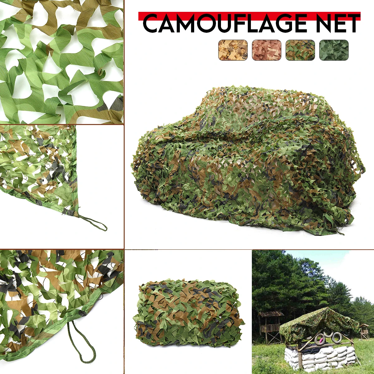 

1.5x6m//2x5m/2x6m Camping Camo Net Army Woodland Jungle Camouflage Nets Hunting Shooting Shelter Hide Netting Sun Shelter