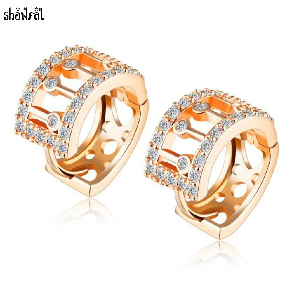 Кристаллами от Swarovski Мода Круг Серьги для Для женщин brincos розовое золото-Цвет