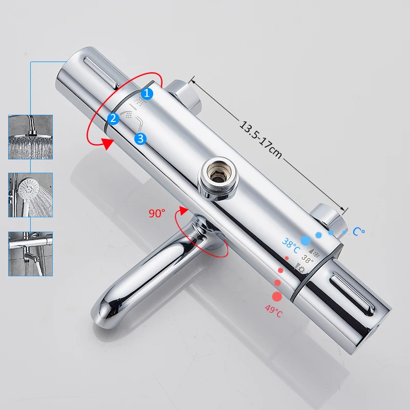 Quyanre Термостатический смеситель для душа, смеситель для ванной, смеситель для душа, смеситель для ванны, термостатический смесительный клапан, дождевой душевой набор, смеситель