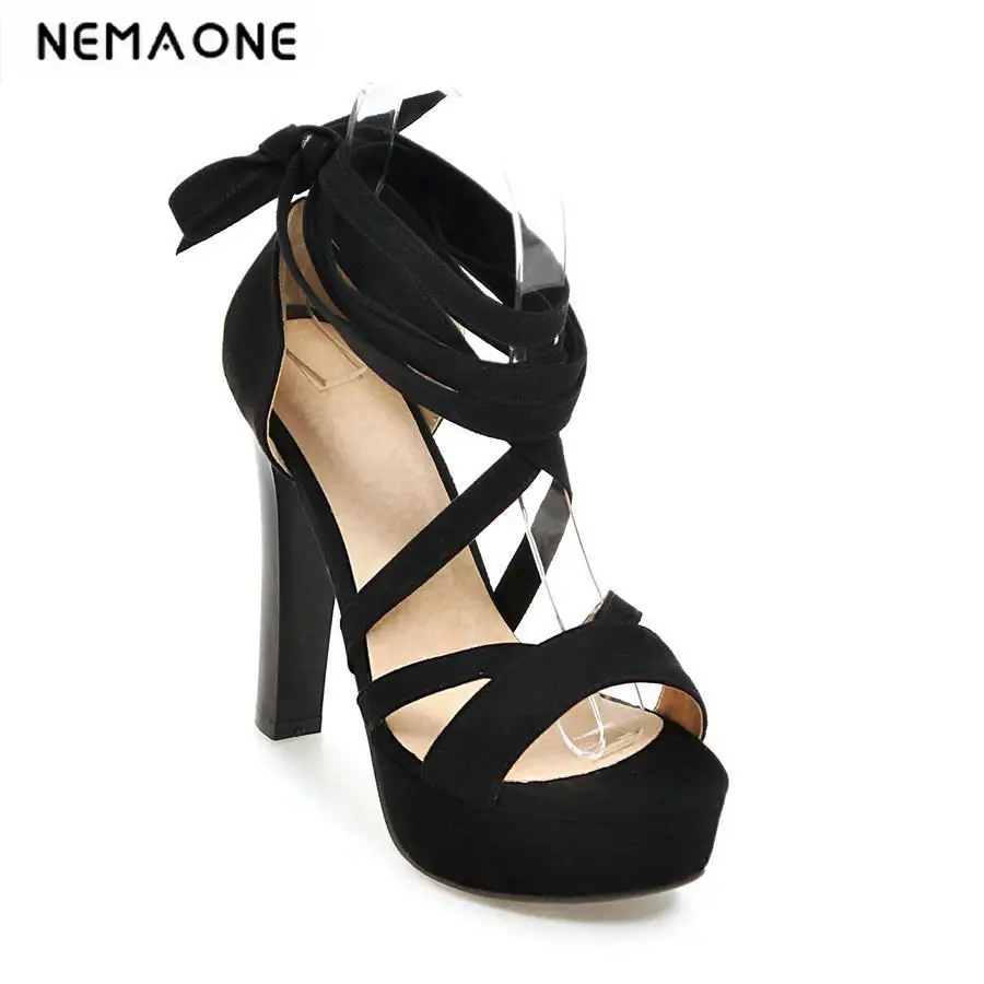 

2018 New fashion women sandals sexy super high heels shoes woman platform shoes for party lace up dancing shoes