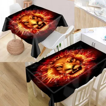 

Custom lion Table Cover Rectangular Home Protection Decoration Elegant Wedding Waterproof Oilproof Tablecloth