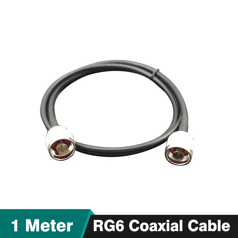 1 Meters Black RG6 Coaxial Cable N Male to N Male Connector Low Loss Coax Antenna Cable for 2G/3G/4G Cell Phone Signal Booster