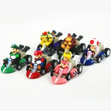 Buy 6Pcs/Set Super Mario Bros Car Kart Pull Back Cars Yoshi Mario Luigi Koopa PVC Figures Toys Dolls Classic Karts Toy Free Shipping Free Shipping