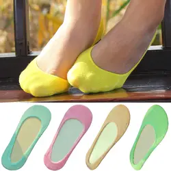 Женские яркие цвета носки-невидимки, нескользящие носки без шоу повседневные тонкие носки-башмачки SCKHC0030