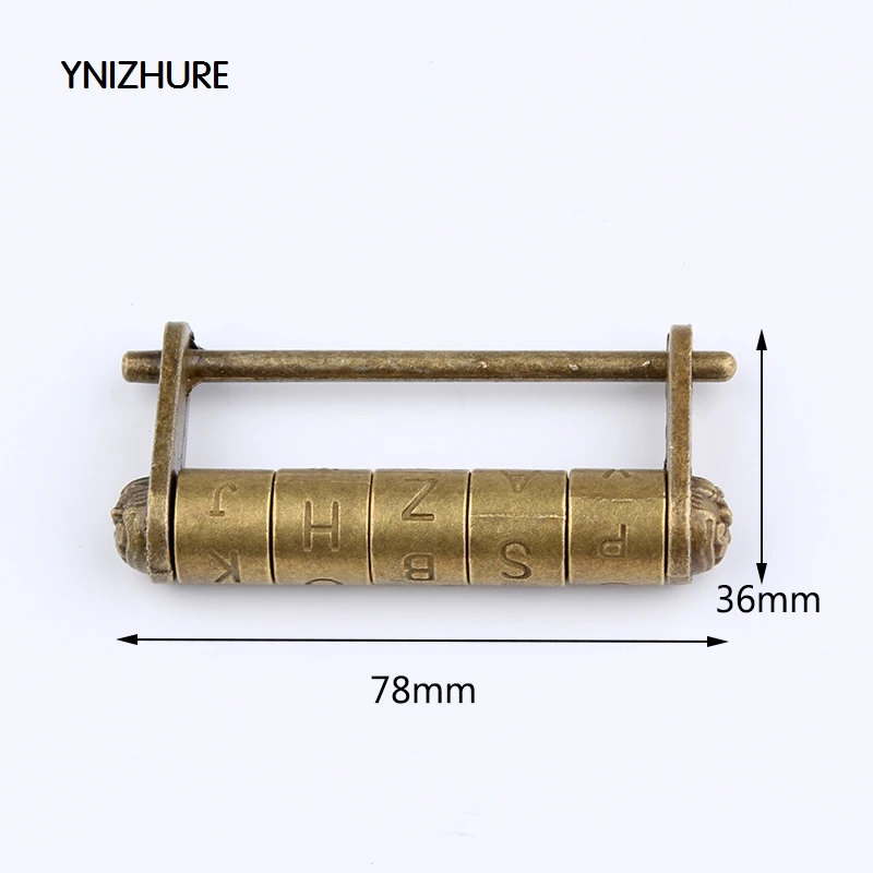 78*36 мм сплав Zine Винтаж античный китайский старый стиль сундук для украшений кодовый замок английский алфавит Пароль замок