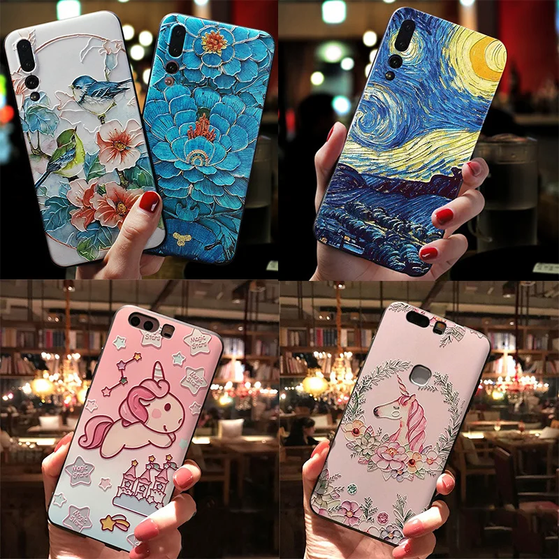 3D чехол из ТПУ с рельефным цветком для Huawei Mate 10 20 P30 P20 P8 P9 P10 Lite 2017 Mini Pro Nova 3i 3 Y9 2018 P