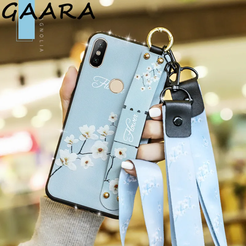 

Diamond Case for Xiaomi Mi 8 9 SE Mi Max 2 3 Cute Floral Silicone Stand Lanyard Phone Case for Xiaomi Mi A1 8 Lite Mi Play 6X